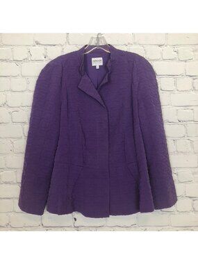 Armani Collezioni Purple Jacket Size 14 Cotton Blend Textured